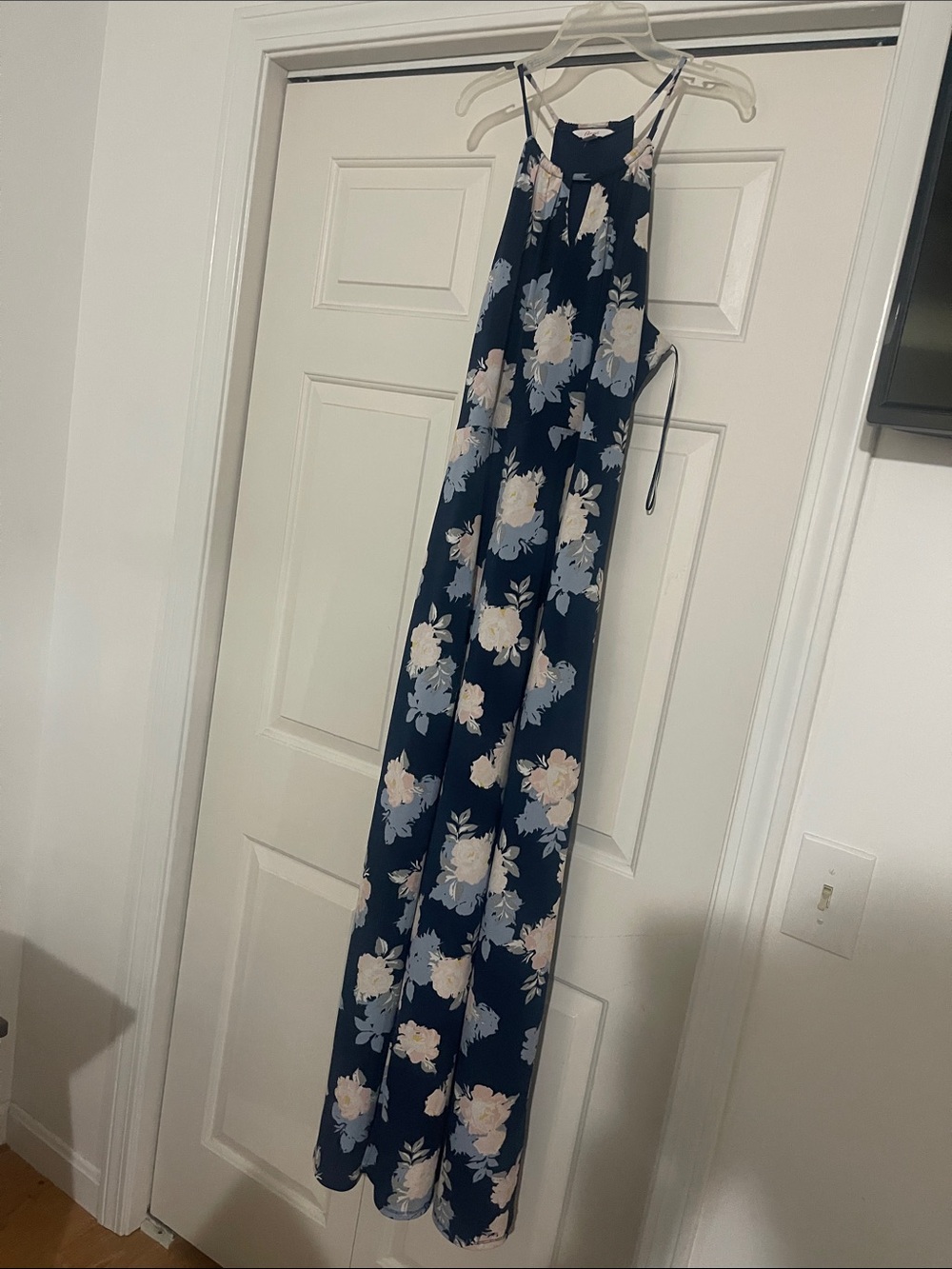 Candie's Navy Maxi Dress with White and Light Blue Floral Print